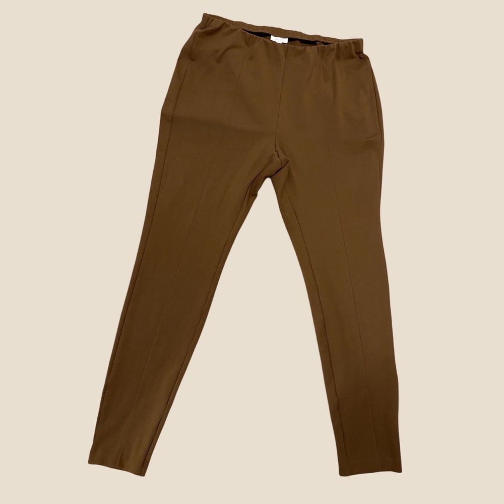 J. Jill Brown Ponte Leggings Pintuck Front Seam Pants XL